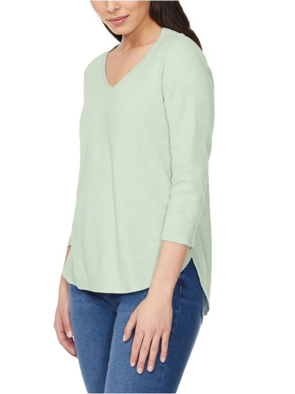 Kirkland Signature Women's ¾ Sleeve V-Neck Slub Tee